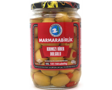 Оливки фаршированные с перцем MARMARABIRLIK Турция 400 гр 5 шт
